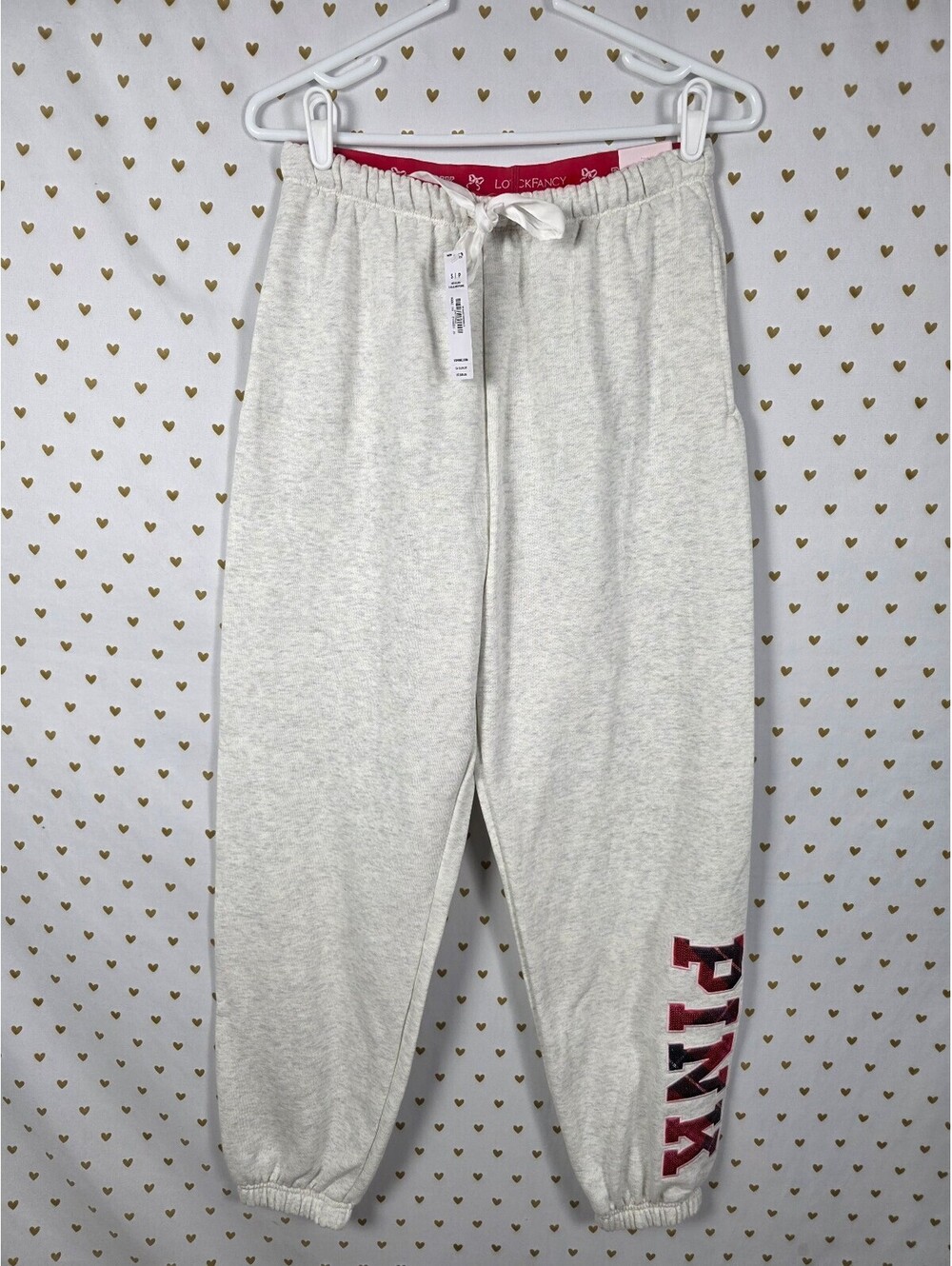 Victorias Secret PINK LOVESHACKFANCY Campus Sweatpants SMALL Joggers NWT